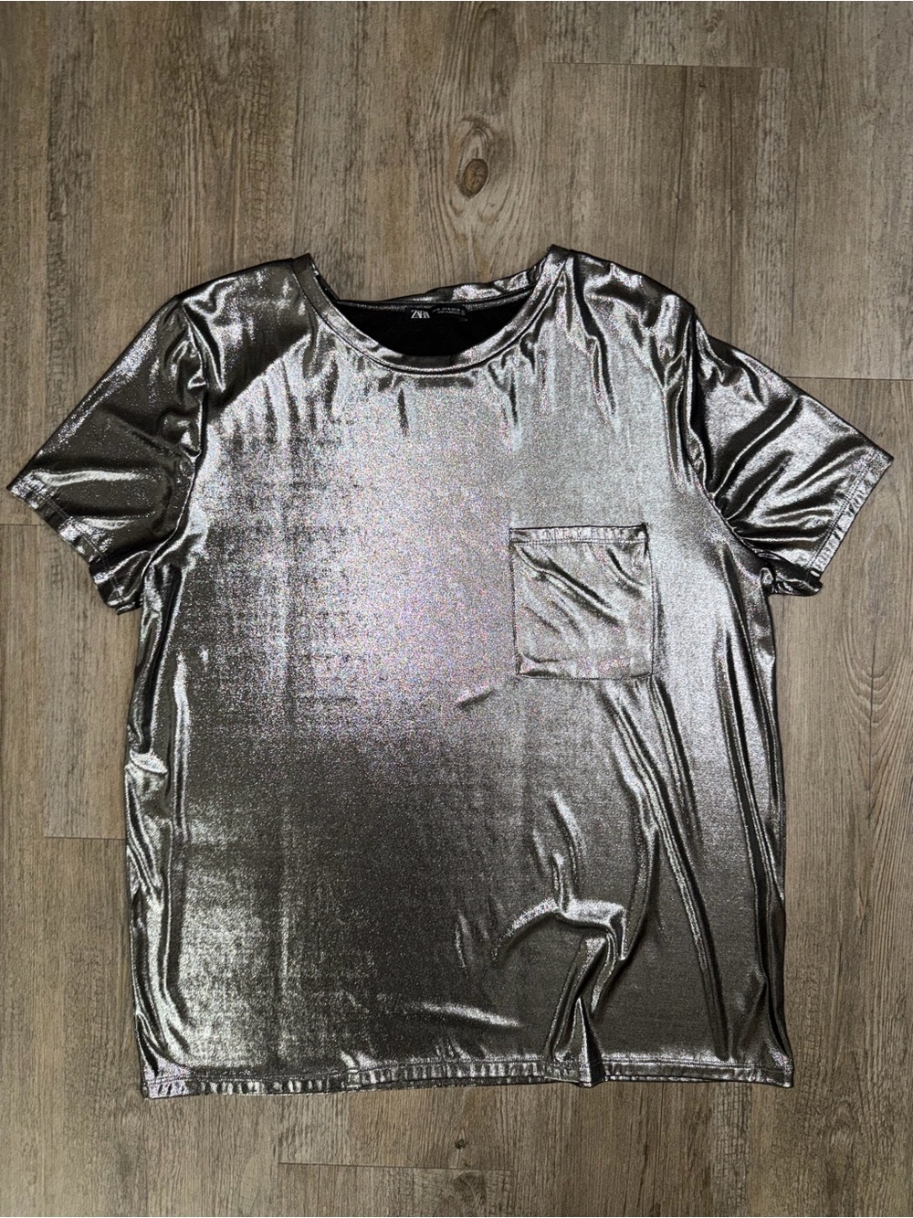 Zara Silver Metallic T-Shirt